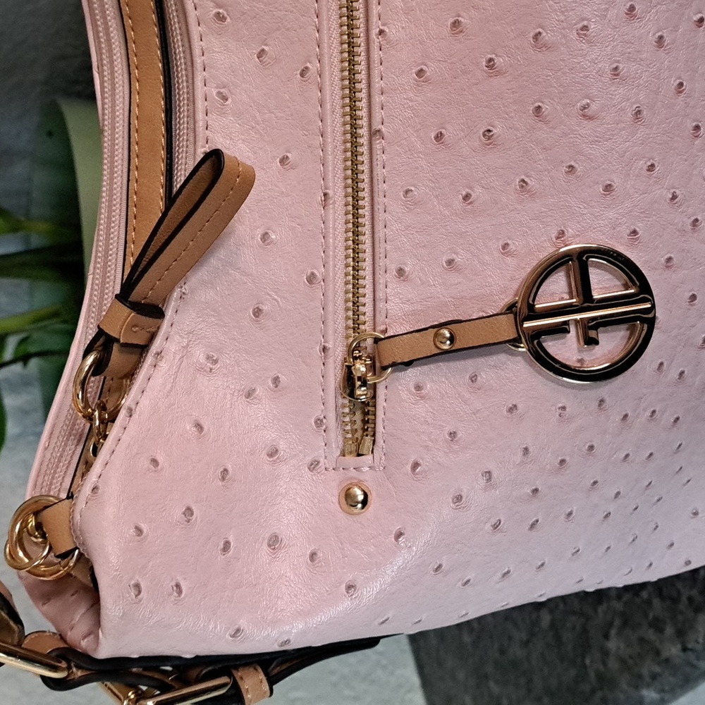 Giani Bernini Pink Faux Ostrich Handbag - Picture 5 of 13
